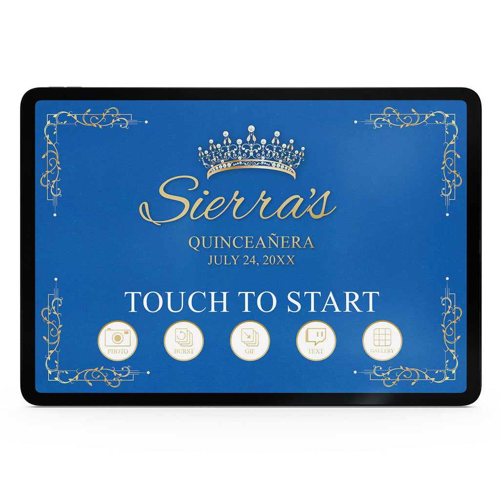 Quinceañera Gold Crown Welcome Screen, Blue Birthday | LHC23A